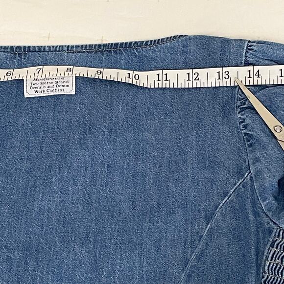 Levi’s Ophelia Corset Chambray Crop Shirt Women’s M | Blue Long Sleeve Denim - Picture 10 of 11